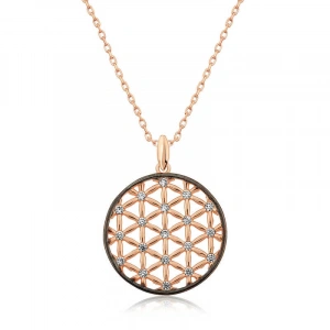 Kadın Gümüş Rose Yaşam Çiçeği Kolye