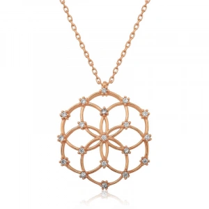 Kadın Gümüş Rose Yaşam Çiçeği Kolye