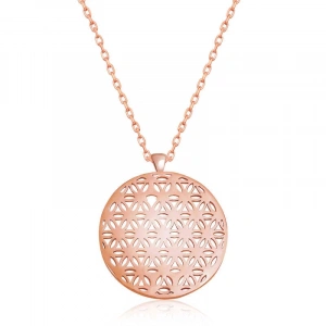 Kadın ​​Gümüş Rose Yaşam Çiçeği Kolye