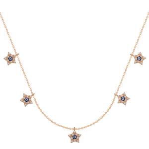 Kadın Gümüş Rose Yıldız Nazarlı Şans Kadın Kolye