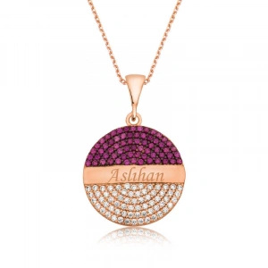 Kadın Gümüş Rose Yuvarlak İsimli Bayan Kolye