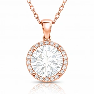 Kadın Gümüş Rose Yuvarlak Montür Kadın Kolye