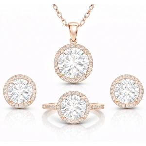 Kadın Gümüş Rose Yuvarlak Montür Tek Taş Set