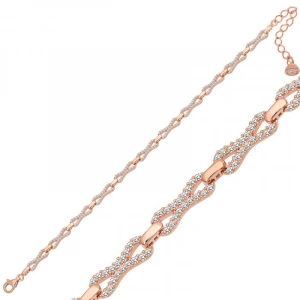 Kadın Gümüş Rose Zirkon Taşlı Kadın Bileklik