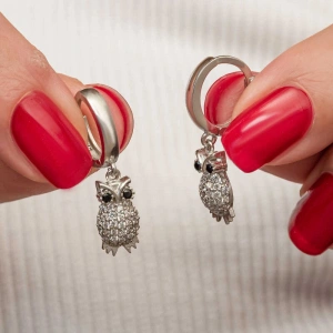 Kadın Gümüş Sallantılı Baykuş Kadın Küpe