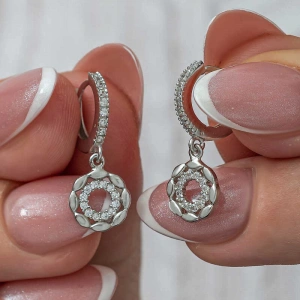 Kadın Gümüş Sallantılı Halka Kadın Küpe