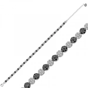 Kadın ​Gümüş Siyah Beyaz Su Yolu Bayan Bileklik