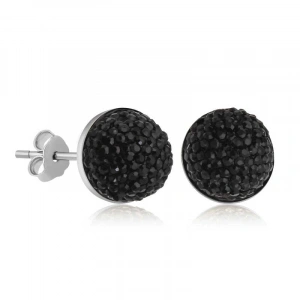 Kadın Gümüş Siyah Kristal Çivili Kadın Küpe