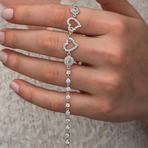 Kadın Gümüş Sonsuzluk İki Kalp Kadın Bileklik