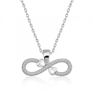 Kadın Gümüş Sonsuzluk Kalpler Bayan Kolye