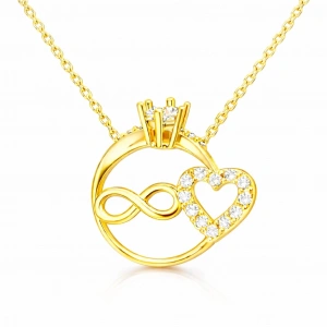 Kadın Gümüş Sonsuzluk ve Kalp Taşlı Bayan Kolye
