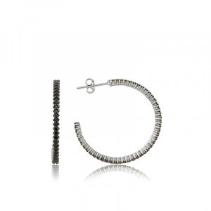 Kadın Gümüş Tamtur Siyah Taşlı Küpe