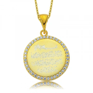 Kadın Gümüş Taşlı Nazar Duası Bayan Kolye