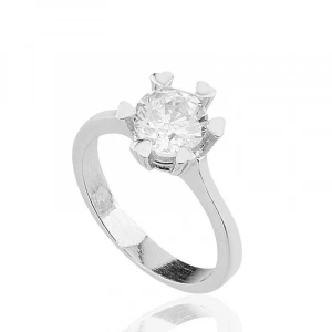 Kadın Gümüş Tek Taş Bayan Yüzük