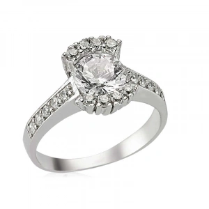 Kadın Gümüş Tek Taş Bayan Yüzük