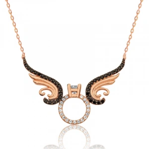 Kadın Gümüş Tek Taş Melek Bayan Kolye