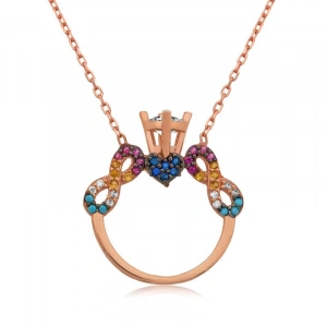 Kadın Gümüş Tek Taş Sonsuz Aşk Bayan Kolye