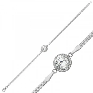 Kadın Gümüş Tektaş Bayan Bileklik