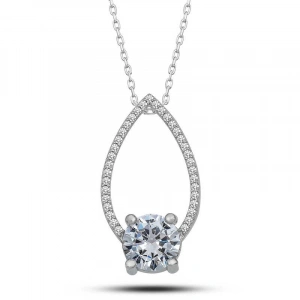 Kadın Gümüş Tektaş Damla Kadın Kolye