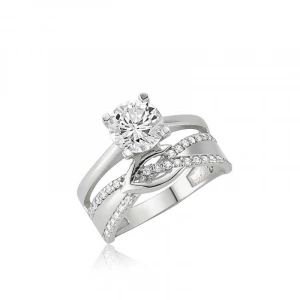 Kadın Gümüş Tektaş Düğüm Yüzük