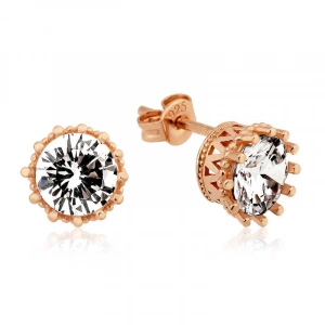 Kadın Gümüş Tırnaklı Tek Taş Çivili Küpe