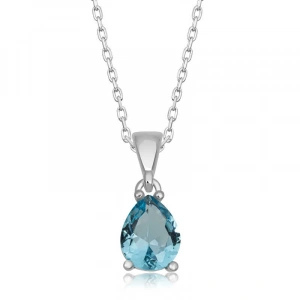 Kadın Gümüş Turkuaz Damla Taşlı Kadın Kolye