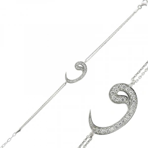 Kadın Gümüş Vav Bayan Bileklik