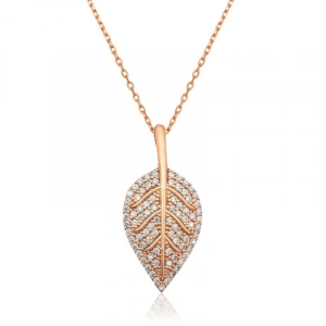 Kadın Gümüş Yaprak Bayan Kolye