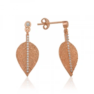 Kadın Gümüş Yaprak Küpe