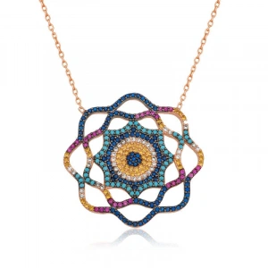 Kadın Gümüş Yaşam Güneşi Nazar Bayan Kolye