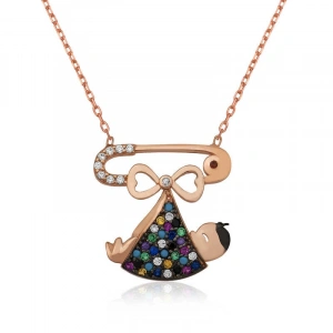 Kadın Gümüş Yeni Doğmuş Bebek Kolye