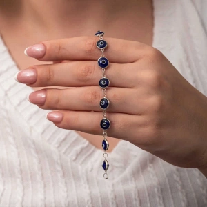 Kadın Gümüş Yuvarlak Nazar Kadın Bileklik