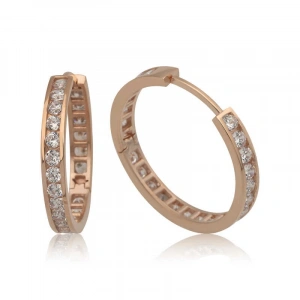 Kadın Gümüş Zirkon Taşlı Halka Kadın Küpe