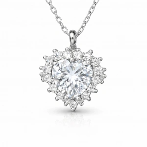 Kadın Gümüş Zirkon Taşlı Kalp Kadın Kolye