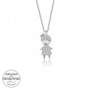 Kadın Swarovski Taşlı Gümüş Çocuk Bayan Kolye