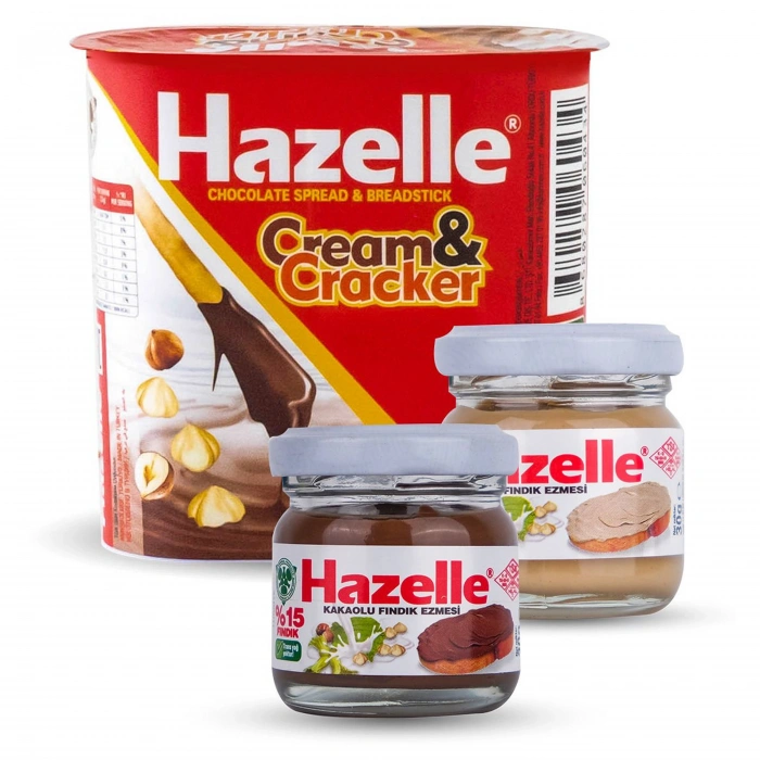 Hazelle Cream&Cracker 52gr Sütlü Fındık Ezmesi ve Kakaolu Fındık Ezmesi 30gr 3lü Paket