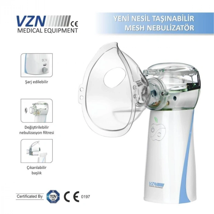 Taşınabilir Yeni Mesh Nebulizatör Şarjlı,Ayarlanabilir 3 Kademeli(LT-N200)