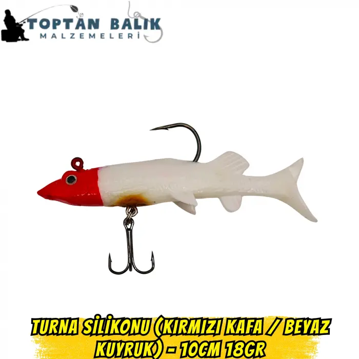 Fırsat Paketi: Turna Silikonu 10cm 18gr - Kırmızı Kafa Beyaz (5’li Set)