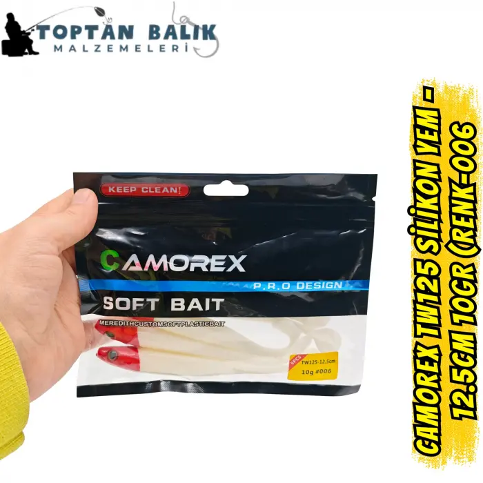 Camorex TW125 Silikon Yem - 12.5cm 10gr (Renk-006 Kırmızı Kafa)