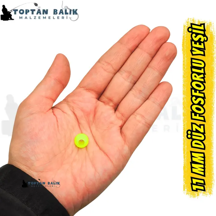 Fosforlu Yeşil Sazan Balık Boncuğu 11 mm (İç Çap: 5 mm) - 500 Gr Paket