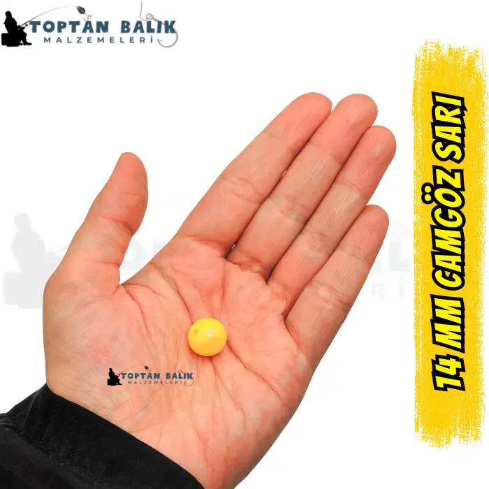 İthal Camgöz Sarı Sazan Balık Boncuğu 14 mm (İç Çap: 2.5 mm) - 500 Gr Paket