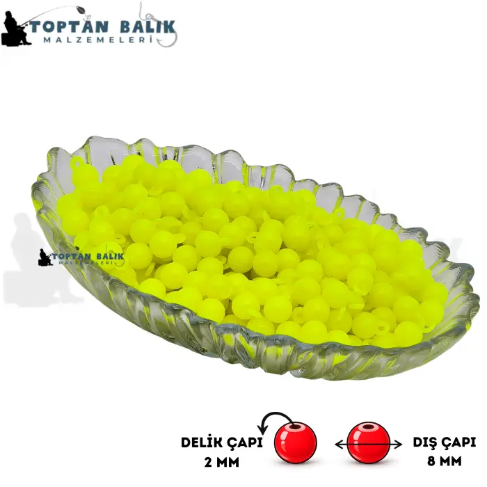 Kulplu Yeşil Sazan Balık Boncuğu 8 mm (Kulp / İç Çap: 2 mm) - 500 Gr Paket