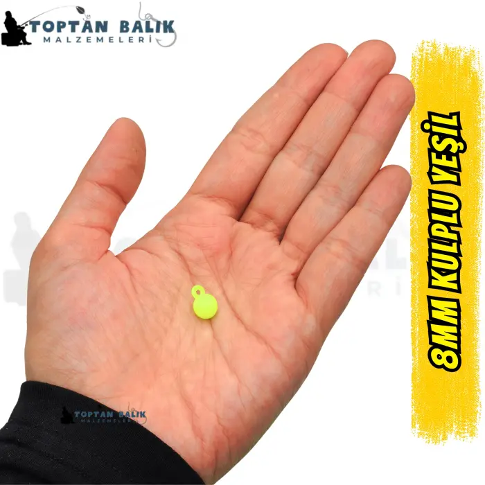Kulplu Yeşil Sazan Balık Boncuğu 8 mm (Kulp / İç Çap: 2 mm) - 500 Gr Paket