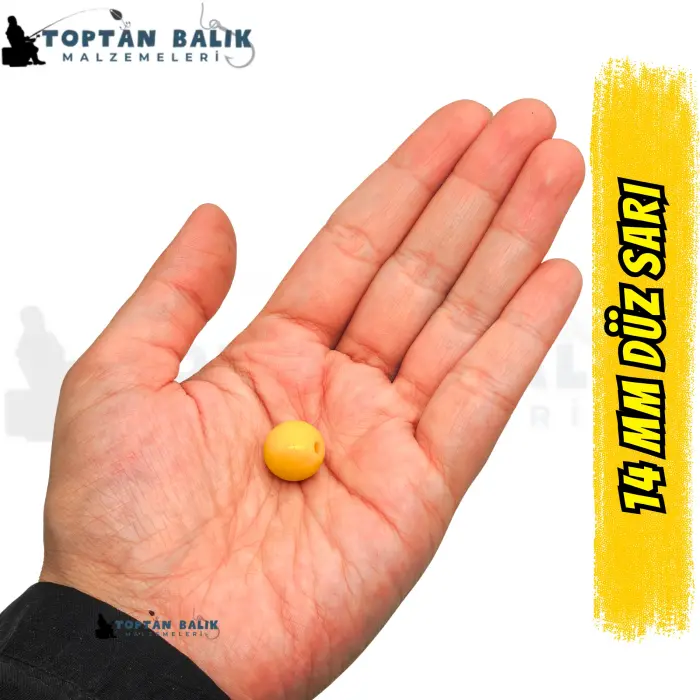 Sarı Sazan Balık Boncuğu 14 mm (İç Çap: 2.5 mm) - 500 Gr Paket