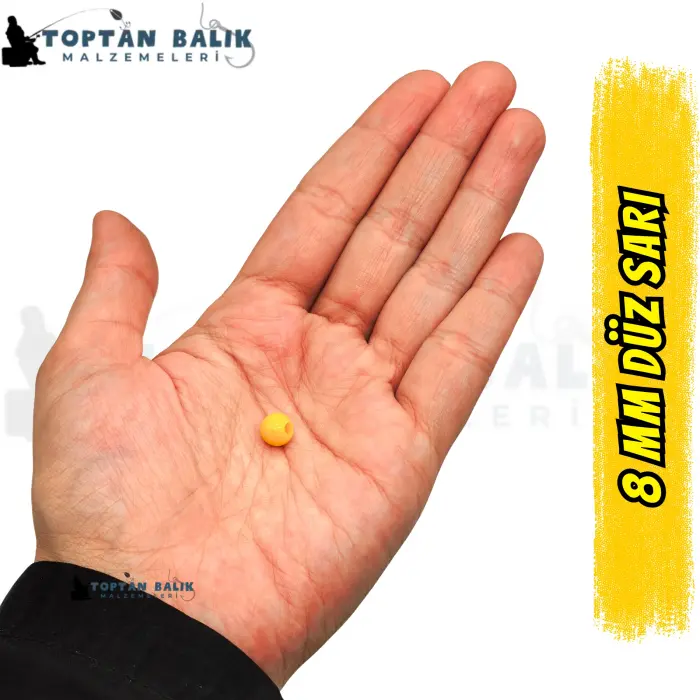 Yerli Üretim Sarı Sazan Balık Boncuğu 8 mm (İç Çap: 3 mm) - 500 Gr Paket