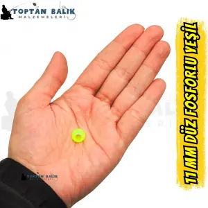 Fosforlu Yeşil Sazan Balık Boncuğu 11 mm (İç Çap: 5 mm) - 500 Gr Paket