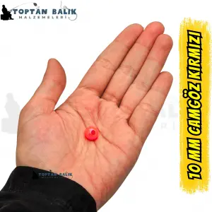 İthal Camgöz Kırmızı Sazan Balık Boncuğu 10 mm (İç Çap: 3.5 mm) - 500 Gr Paket