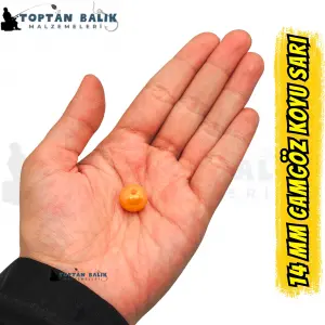 İthal Camgöz Koyu Sarı Sazan Balık Boncuğu 14 mm (İç Çap: 2.5 mm) - 500 Gr Paket