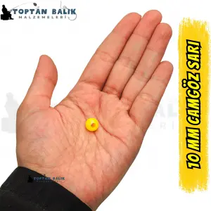 İthal Camgöz Sarı Sazan Balık Boncuğu 10 mm (İç Çap: 3.5 mm) - 500 Gr Paket