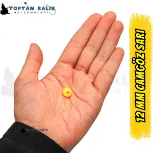 İthal Camgöz Sarı Sazan Balık Boncuğu 12 mm (İç Çap: 4.3 mm) - 500 Gr Paket